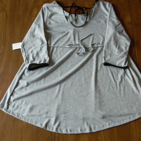 My Lil Bump Maternity Small Gray Black Gold Shirt - Picture 2 of 2